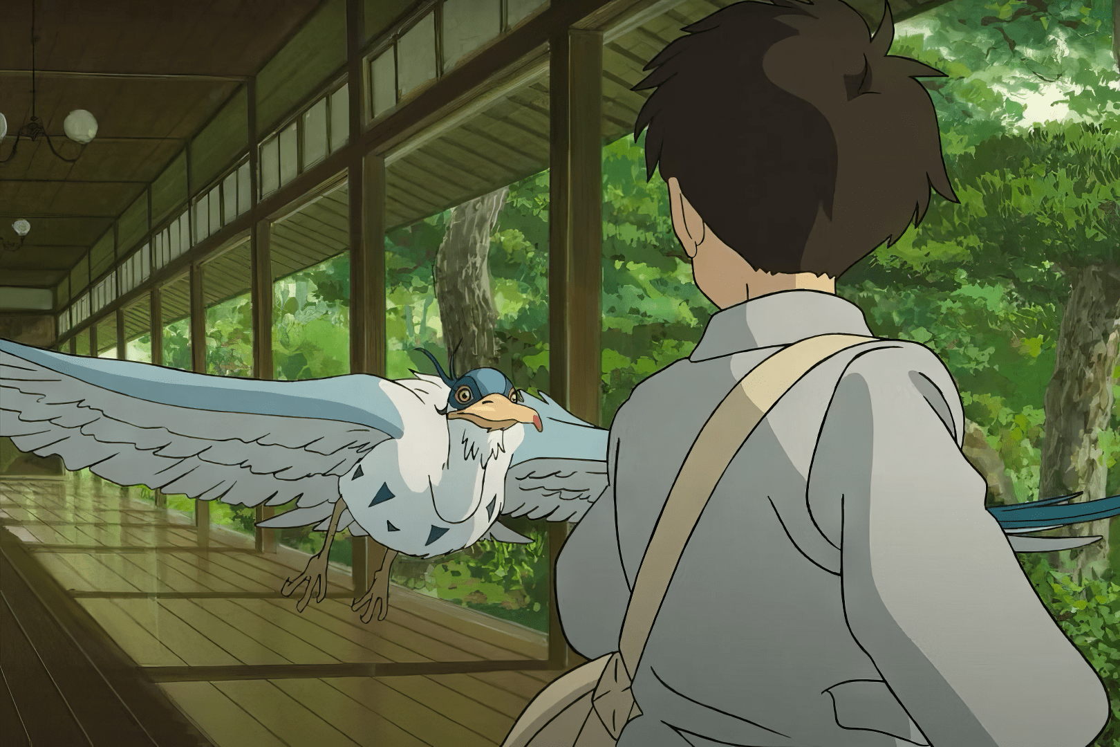 Mahito e l'airone nel film "Il ragazzo e l'airone"